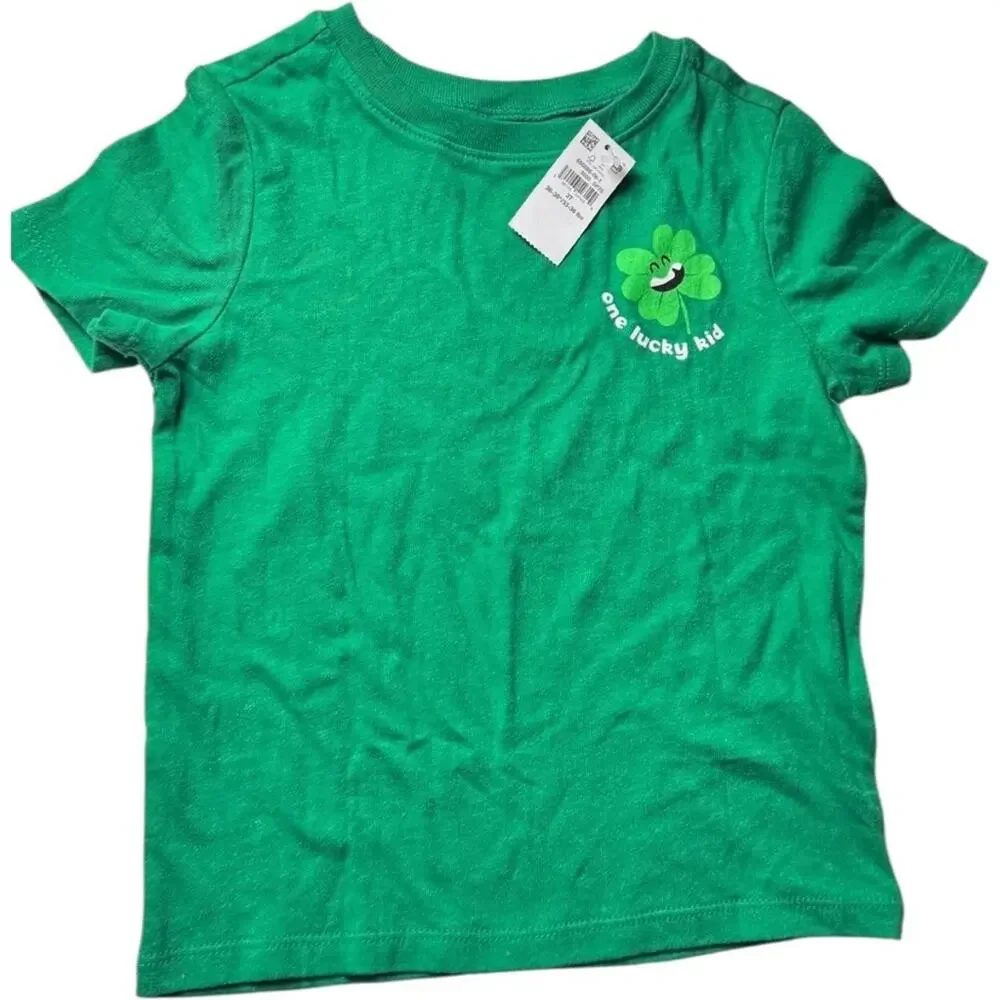 Old Navy Kid's Short Sleeve One Lucky Kid Clover Smiley Face Tee Sz 3T NWT